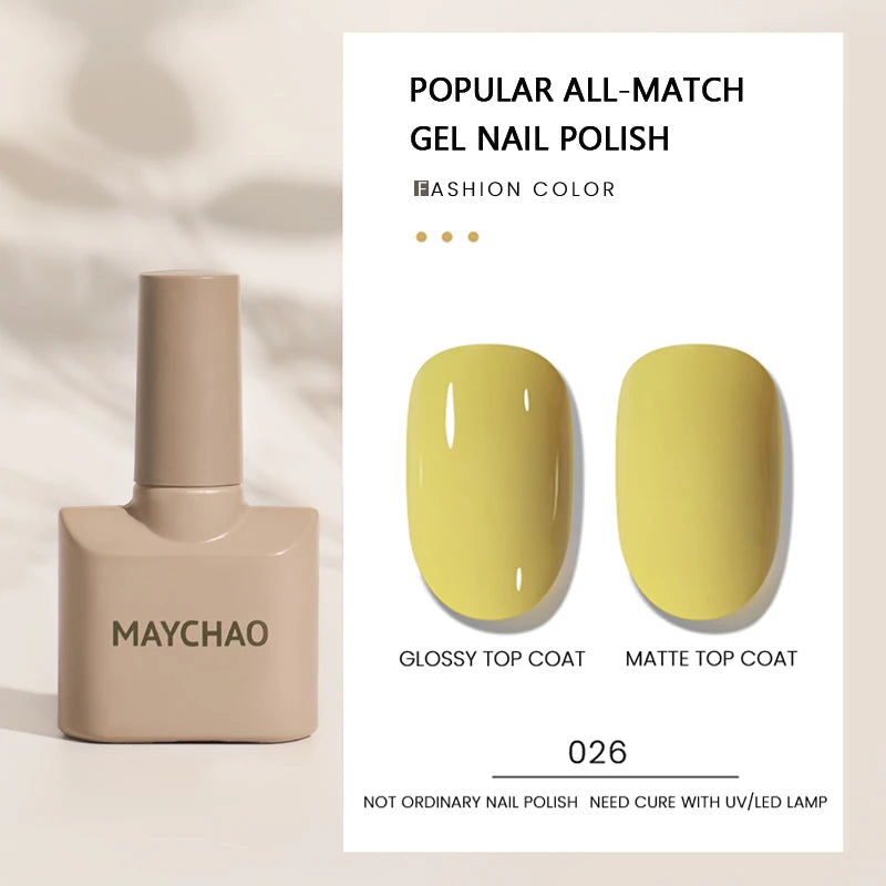 MAYCHAO Gel Nail Polish 12ML Full Coverage Base Top Coat Soak Off Gel Polish UV LED Gel Semi Permanent Varnishes Design Nail Art