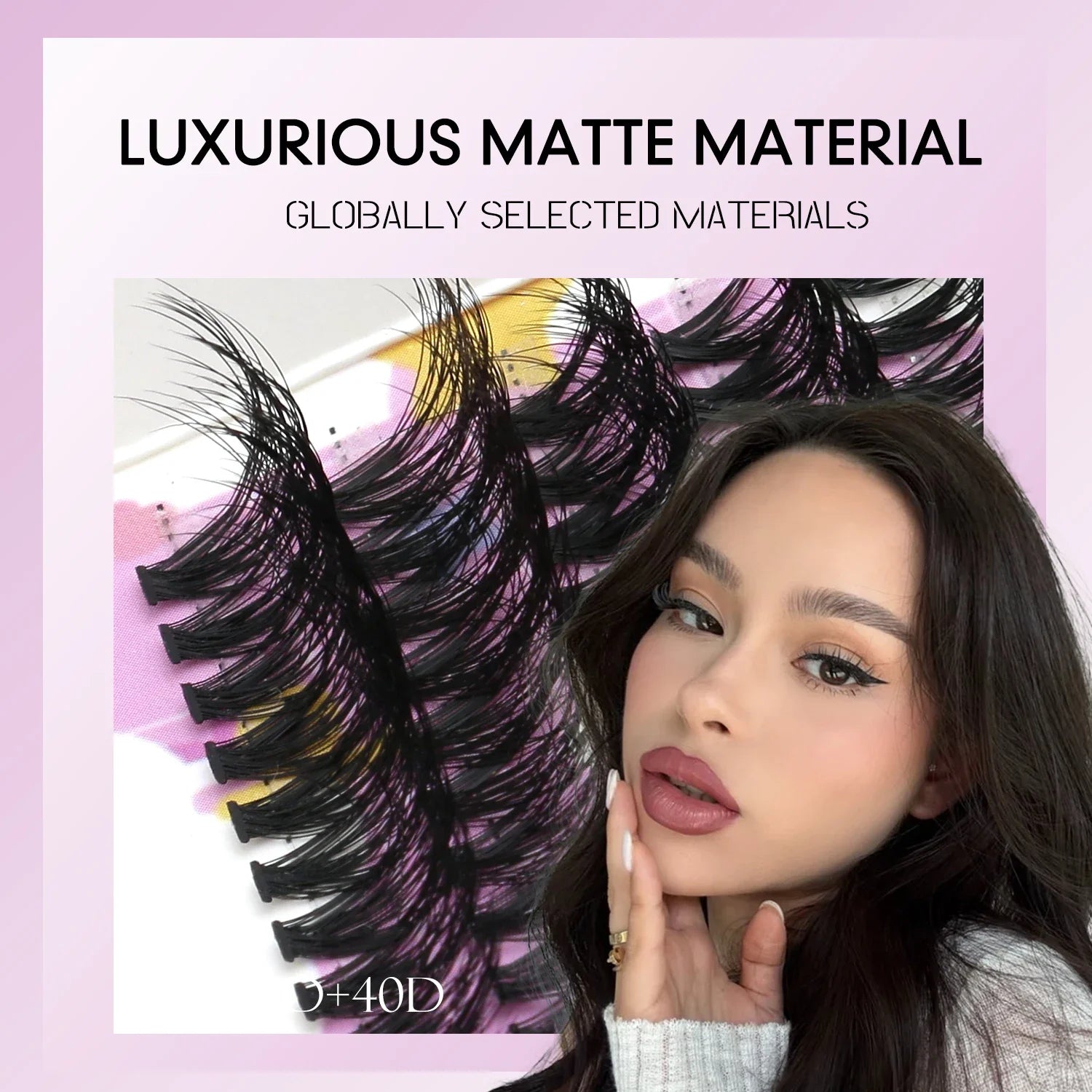 GROINNEYA Lash Clusters Kit Natural Cat Lashes Winged End Eye Elongated Eyelashes With Lash Bond & Seal Cluster Kit DIY at Home