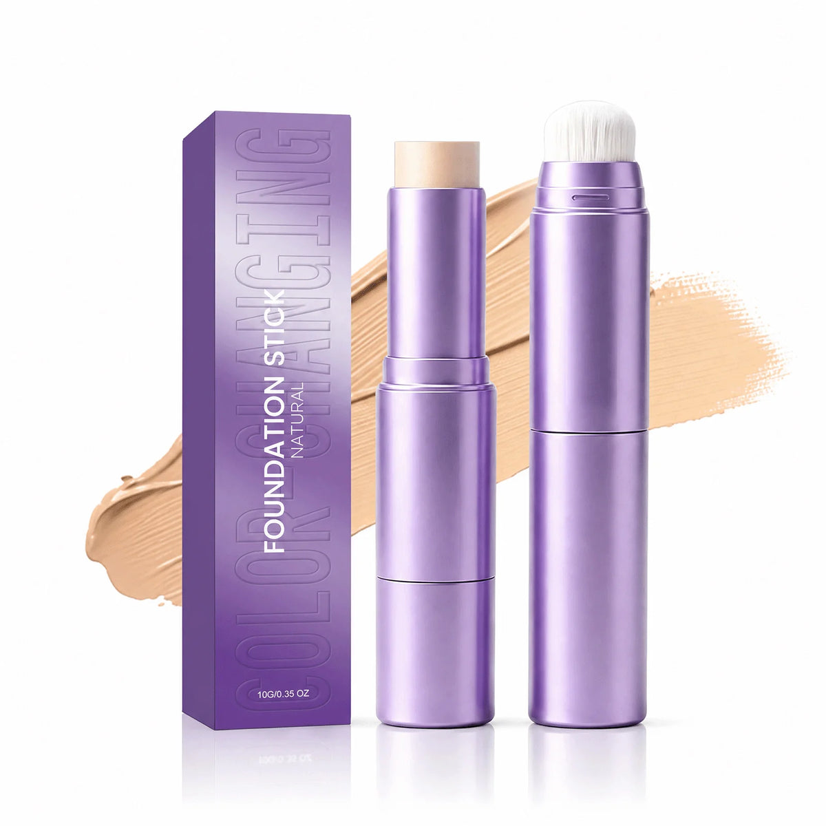 2-in-1 Color Changing Foundation Stick Natural Flawless Finish Lightweight Smooth Face Makeup Buildable Coverage for All Skin