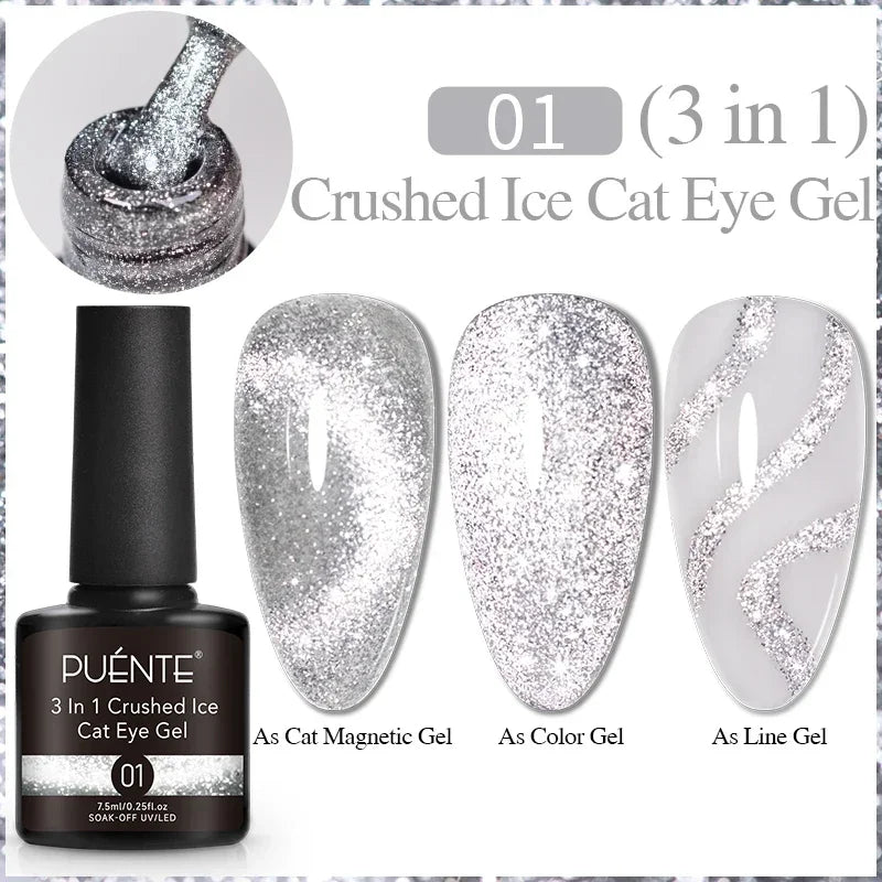 7.5ML Green Crystal Cat Magnetic Gel Nail Polish Shiny Green Glitter Cat Eye Gel For Manicure Soak Off UV Nail Art Varnish