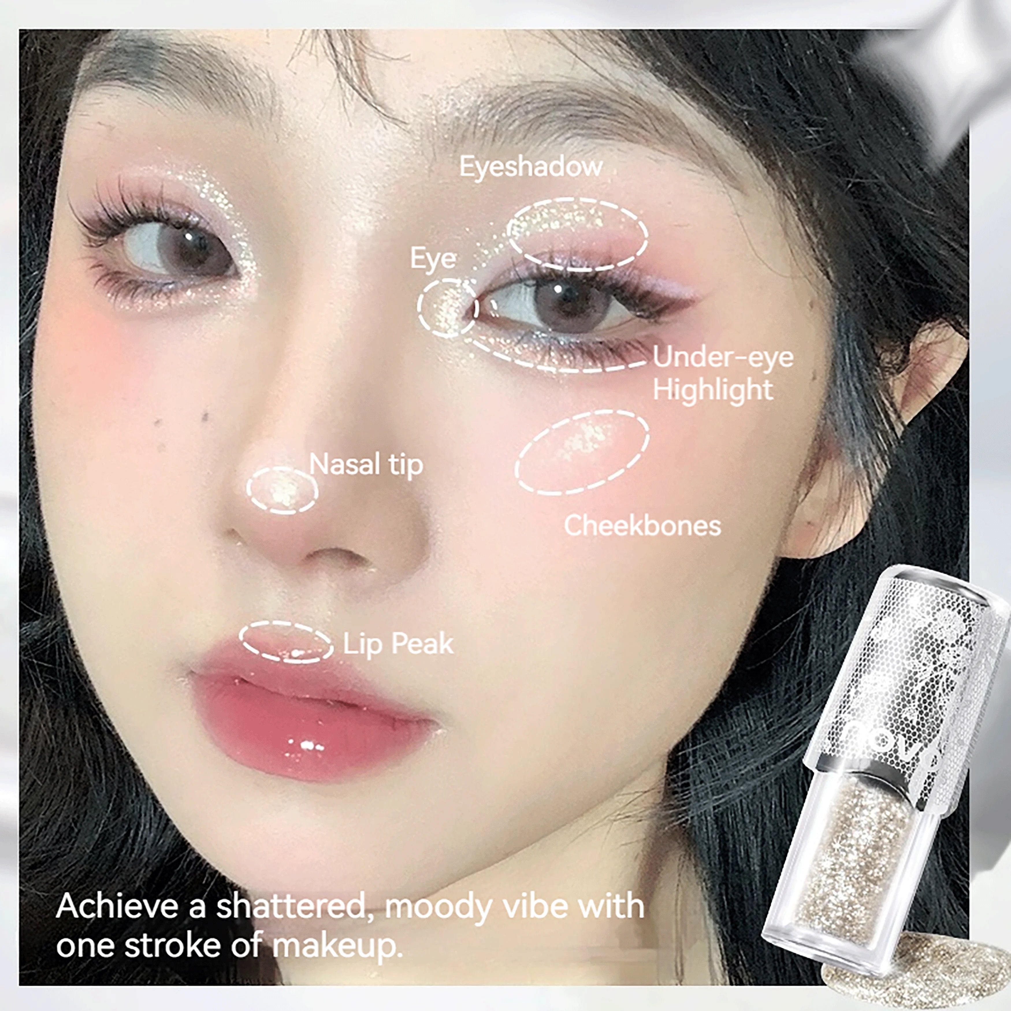 NOVO Fine Shimmer Liquid Highlighter, suitable for everyday wear, parties, Christmas and New Year celebrations.