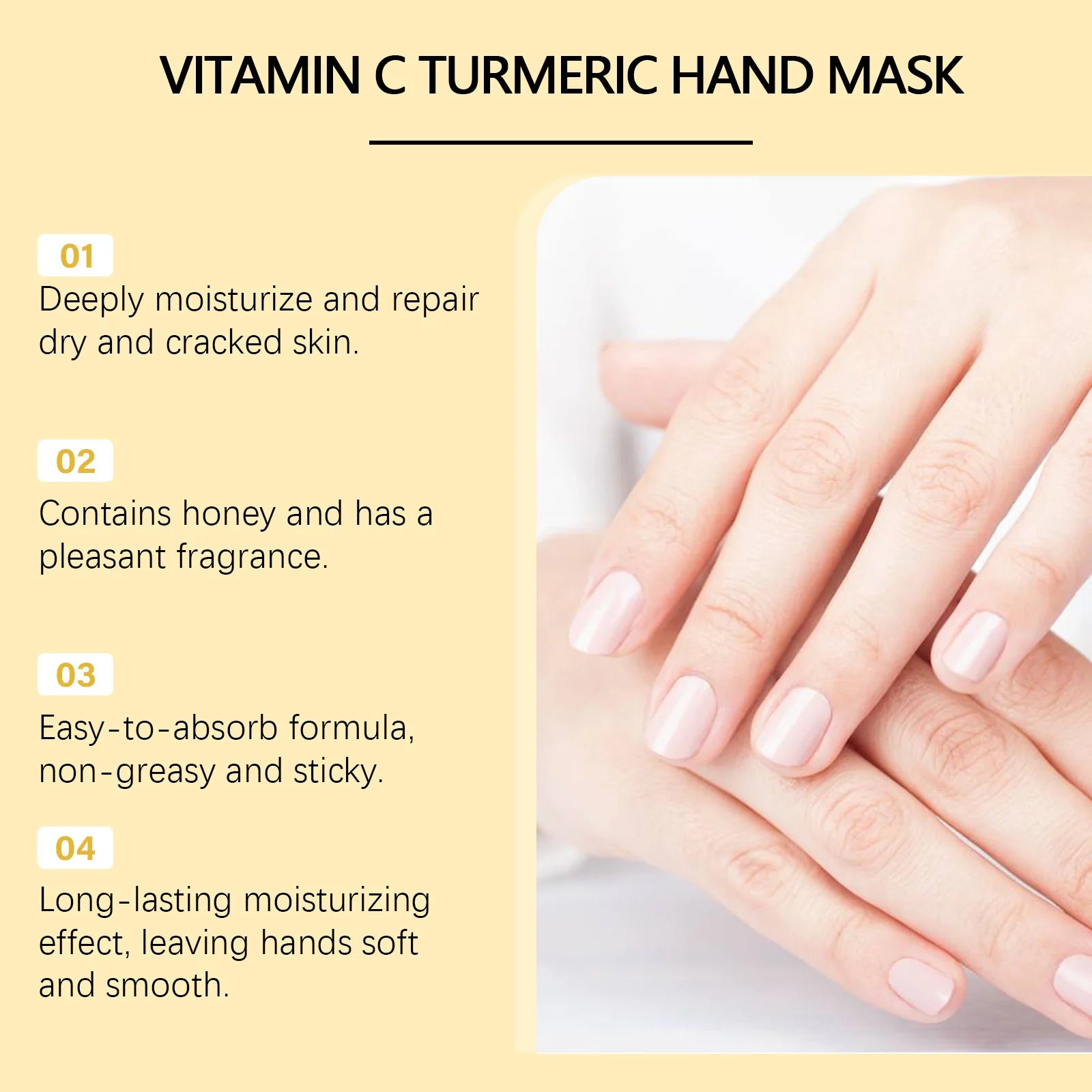 Vitamin C Turmeric Peel Off Hand Mask Moisturizing Nourishing Smoothing Skin Hydrating Improve Roughness Hand Skin Care