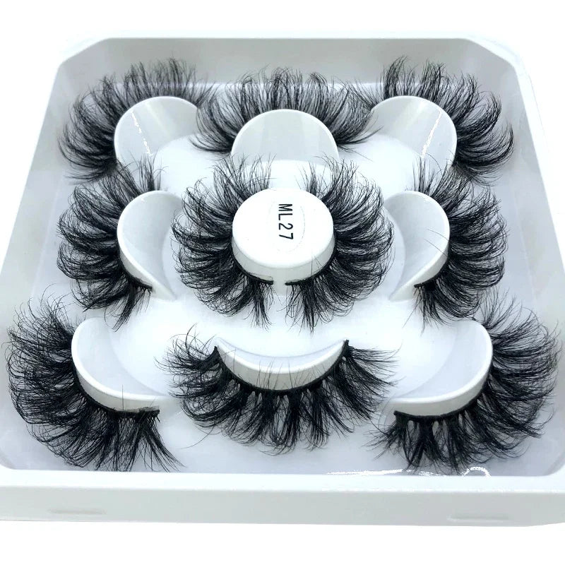 New 5 pairs of handmade mink eyelashes fake eyelashes natural nude makeup simulated cross messy eyes 3D curly eyelashes