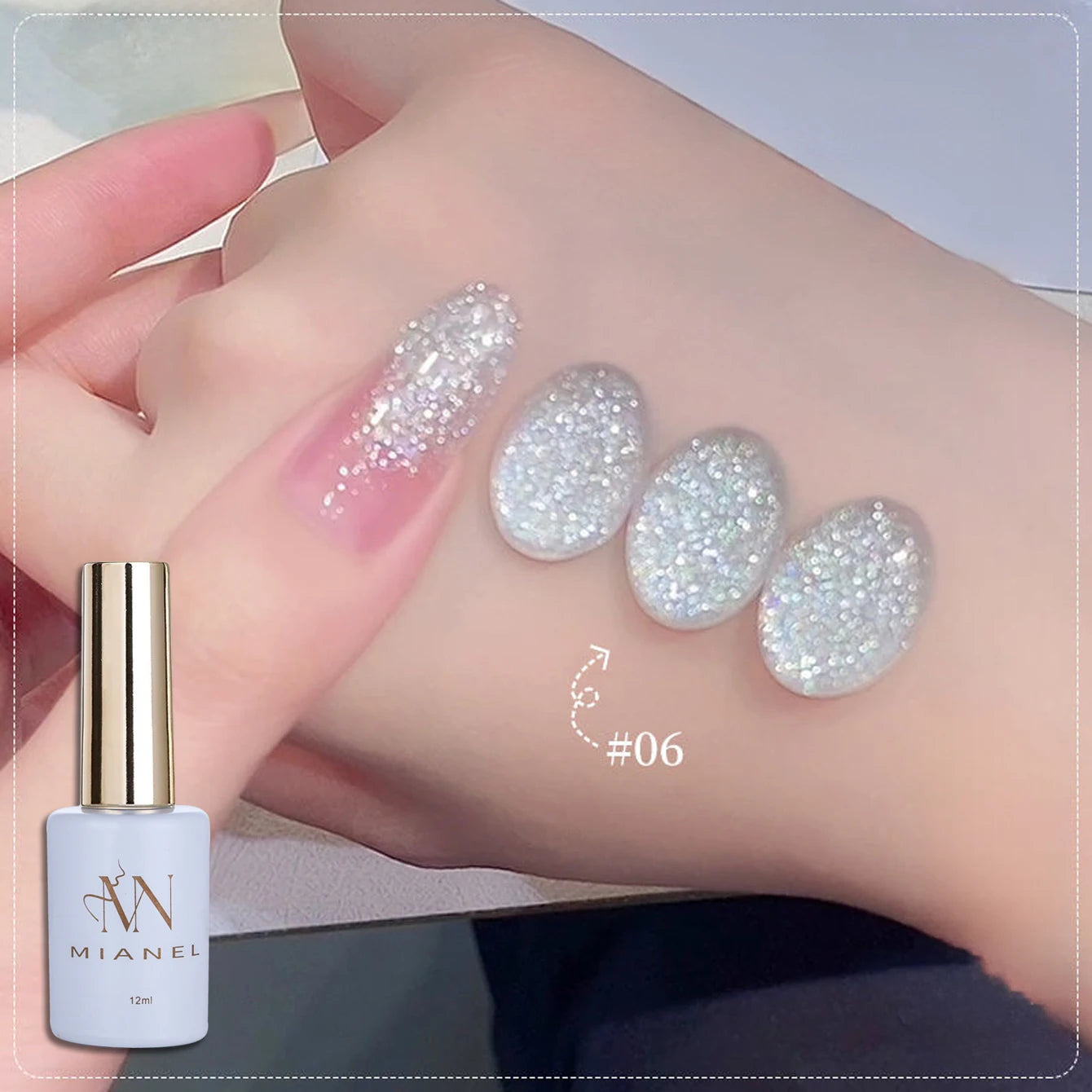 MIANEL 1pcs 12ML Summer Dream Dress Fine Glitter Gel Nail Polish 2025 New Style Popular Whitening Glitter Crushed Diamond