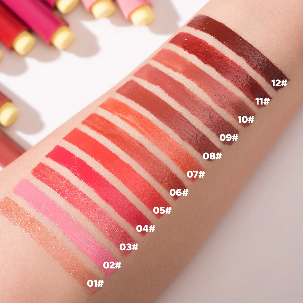 7Pcs Dark Brown Lip Liner with Color Lip Oil Lip Gloss Set, Moisturizing Solid Lip Gloss Jelly Lipstick, Matte Velvet Lipliner