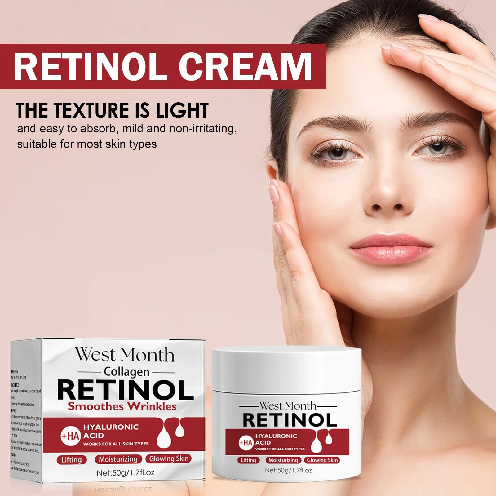 Retinol Wrinkles Remover Cream Lifting Firming Reduce Fine Lines Smooth Brightening Skin Moisturizing Anti A-ging Facial Cream