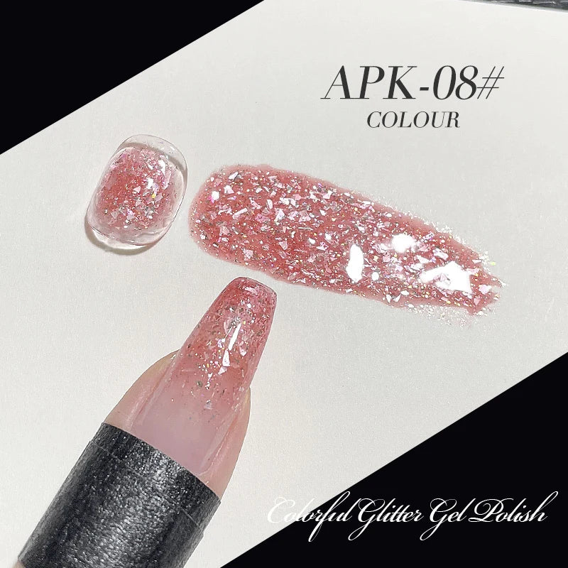 AS 15ml Sparkle Platinum Gel Nail Polish Shiny Pink Gold Silver Glitter Painting Gel Drawing Semi Permanent Tpo Free Varnish