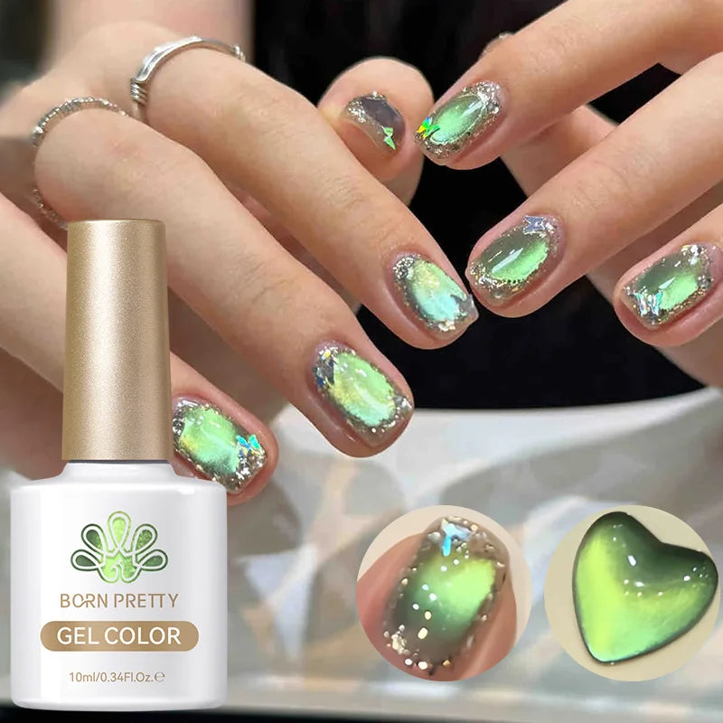 BORN PRETTY 10ml Wishing Apple Red Glass Bead Cat Magnetic Gel Ultra Shine Soak Off UV Gel Nail Art Varnish Nail Supplies