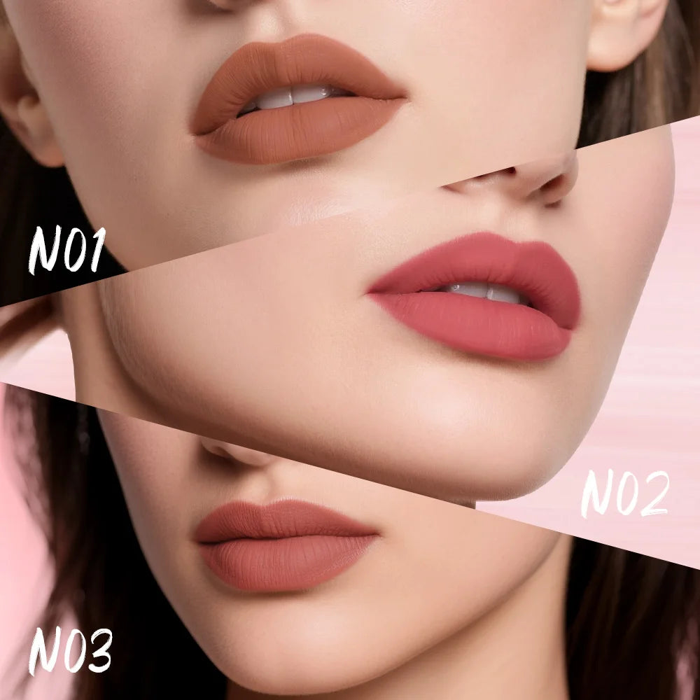 O.TWO.O Matte Lipstick Lip Tint 3 Colors Waterproof Long Lasting Non-stick Cup Sexy Highly Pigmented Velvet Lip Sticks Lip Stain