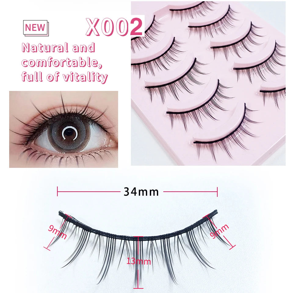 RED SIREN Eyelashes Makeup 5 Pairs Soft Natural Mink Lashes Korean Fashion Manga Lashes