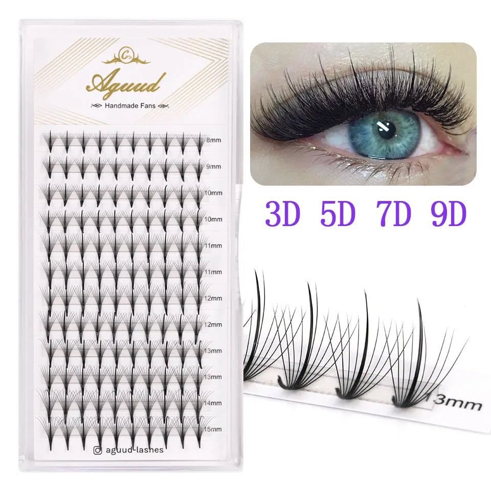 AGUUD Premade Wispy Fan Lashes Russia Volume Fans Eyelash Extension 3D/5D/7D/9D Individual Sandwich Faux Mink Spike Lash Cluster