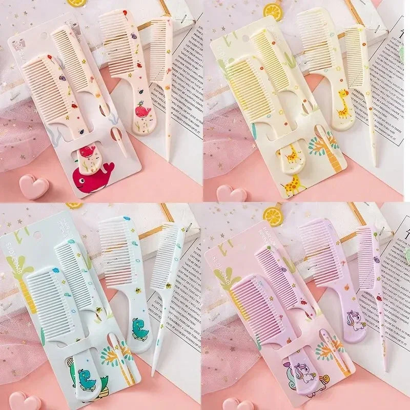 Cute Portable Anti-Static Plastic Hairdressing Comb Hairdressing 2Pcs For Girls Hair Comb Cartoon Baby Child Kids Hair Comb Set
