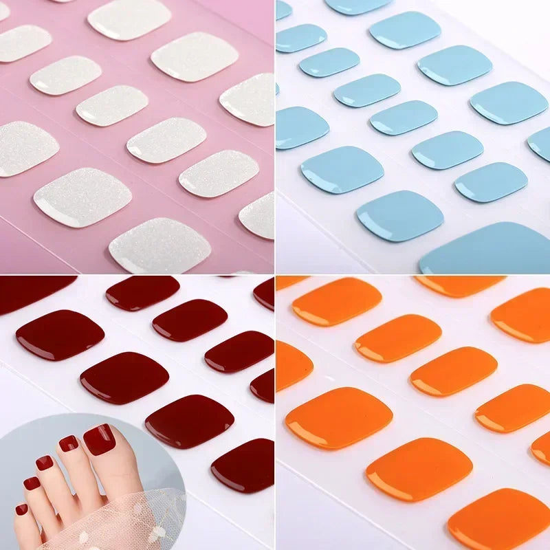 26Tips Pure Toe Gel Nail Sticker Hardens with UV Lamp Curing Waterproof Phototherapy Oil Gel Foil Nail Art Decorations
