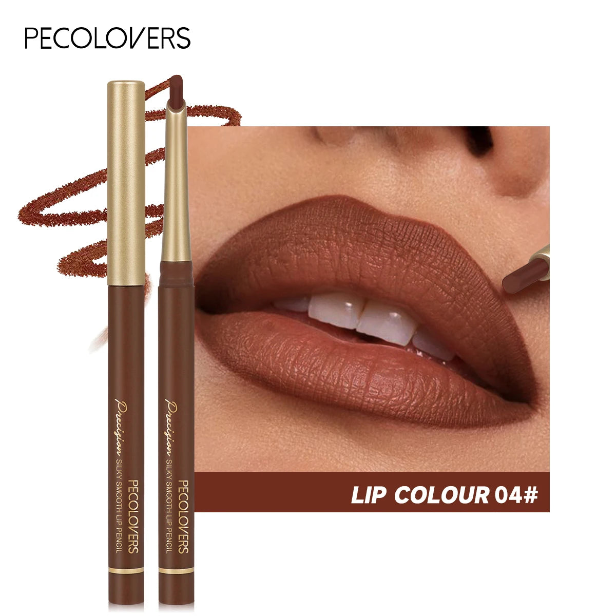 Matte 6-colors Lip Liner Pencil Bevel Design Nib Lip Contour Lipstick Nude Brown Lipstick Pencil Natural Lasting Lipliner Makeup