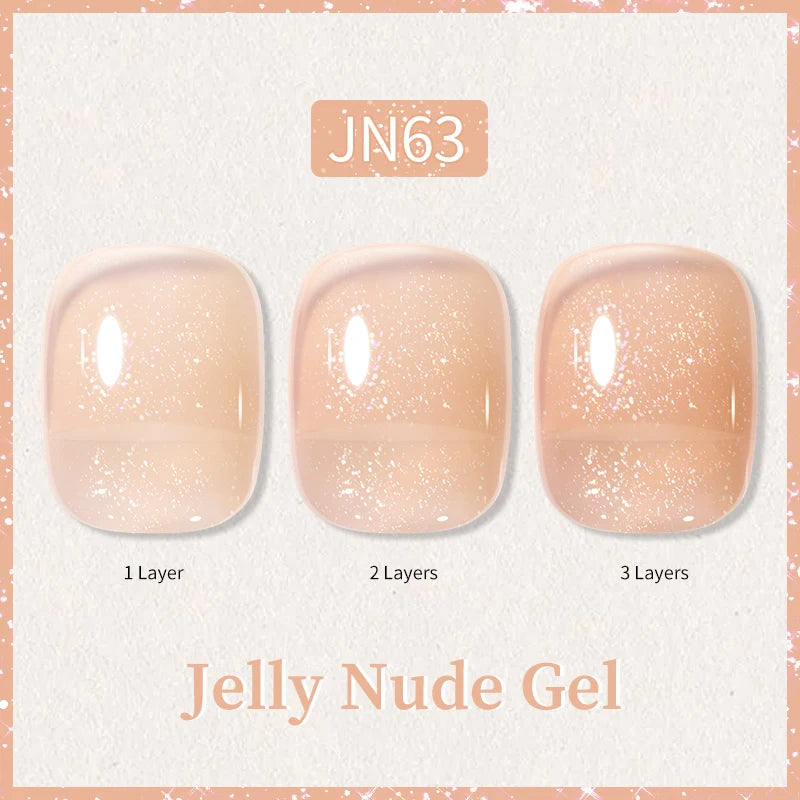 BORN PRETTY 10ml Glitter Pink Nude Jelly Nail Gel Polish Varnis Semi-permanent Sheer Translucent UV LED Soak Off Gel Polish