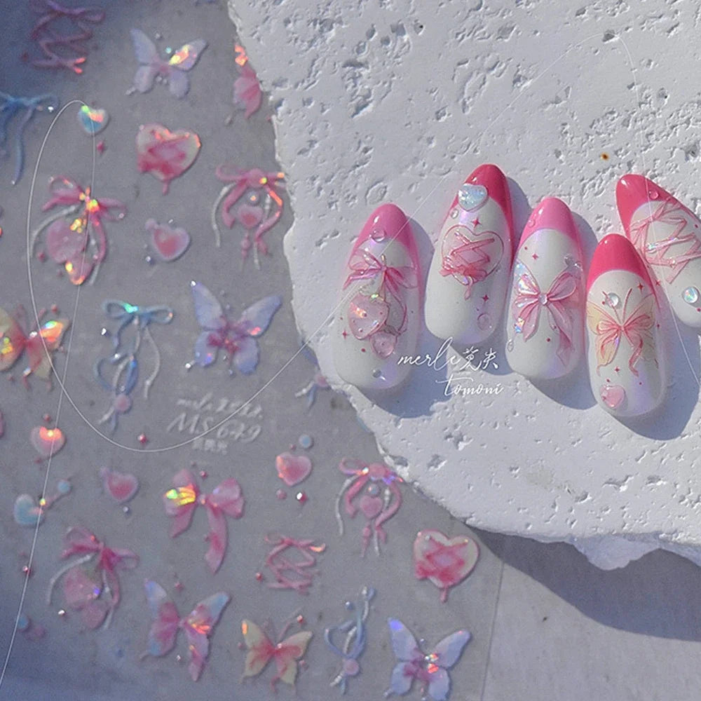 5D Jelly Flower Nail Stickers Delicate Petal Blossom Shiny Like Translucent Floral Self Adhesive Decoration Manicure Decal DIY
