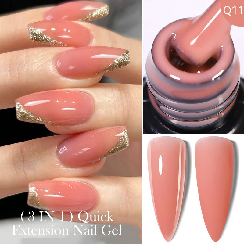 LILYCUTE 7ML Jelly Nude Pink Quick Extension Gel Nail Polish Transparent  Finger Prolong Long Lasting Construction Gel Varnish