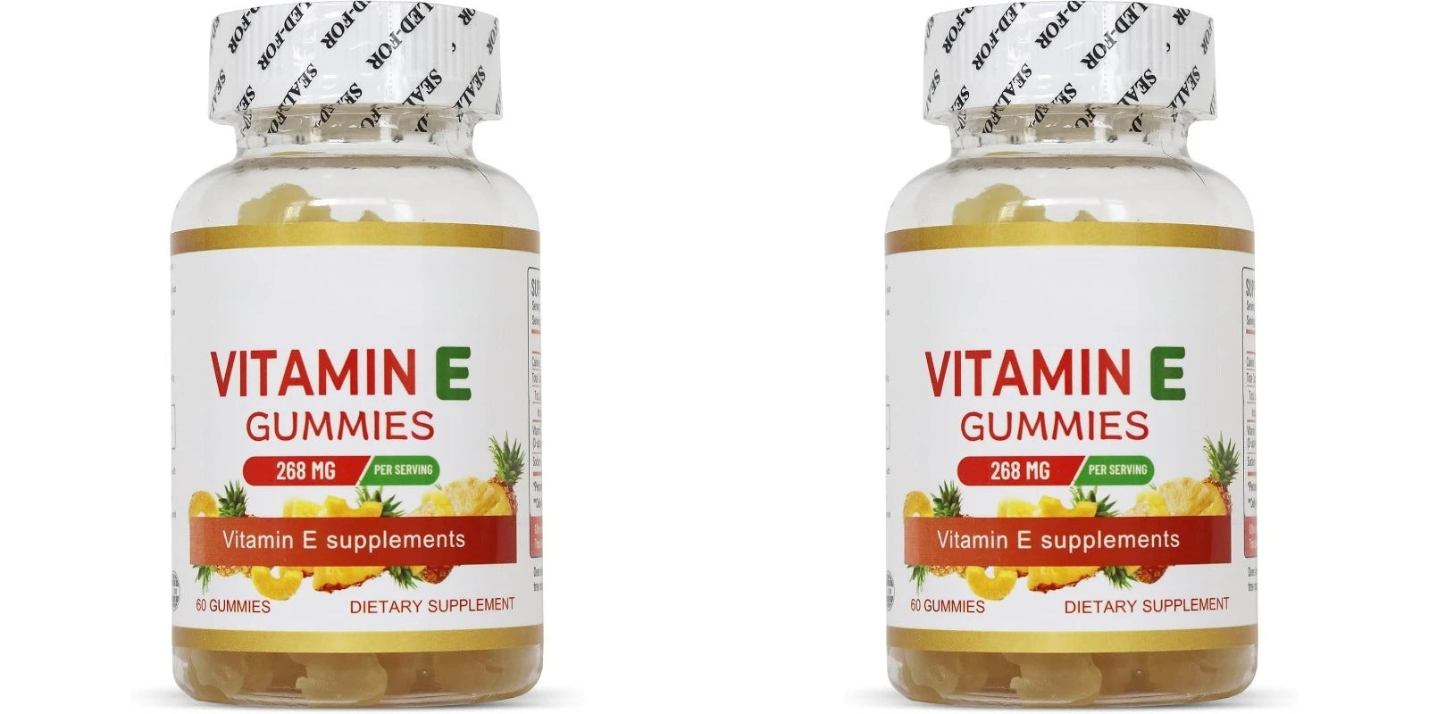 Vitamin E 268mg Vegan Gummy Supplement Daily Antioxidant Nutrition 60Gummies Immune Support Skin&Hair Health Non-GMO Gluten-Free