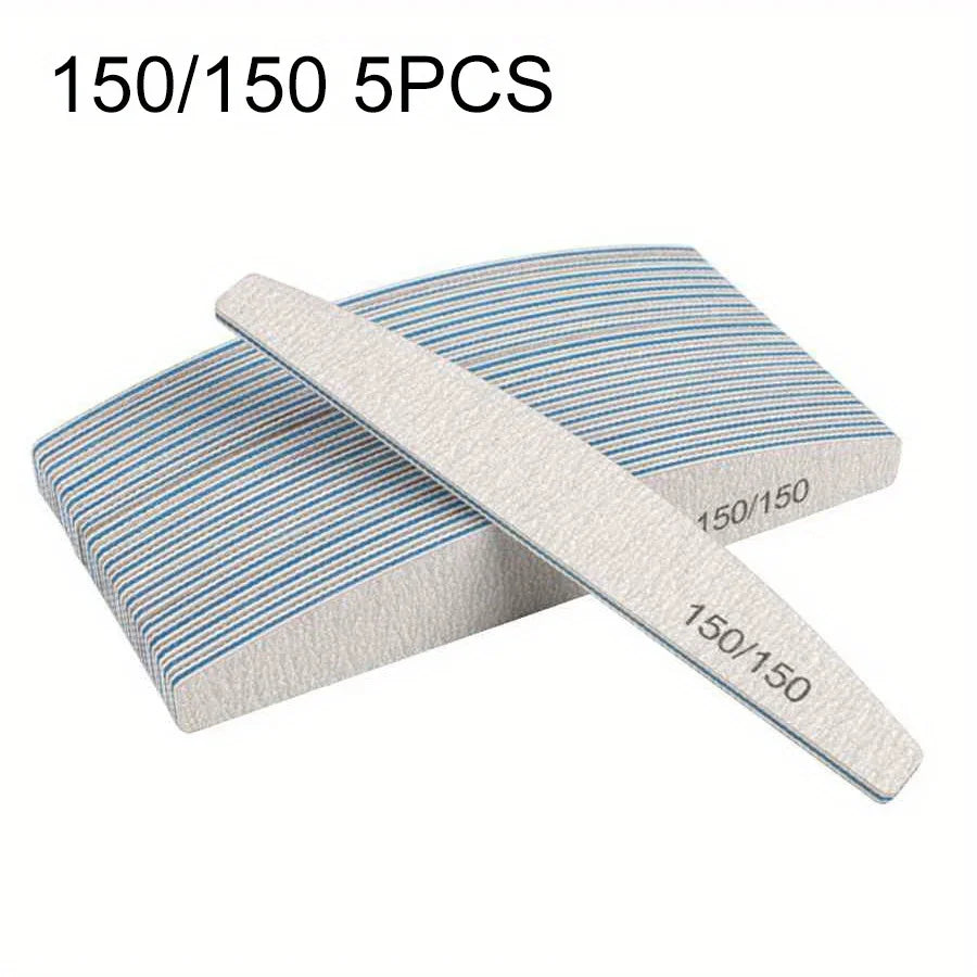 1/3/5/10Pcs Professional Nail File 80/100/150/180/240 Sandpaper Strong Thick Sanding Half Moon Lime nail accessories and Tools