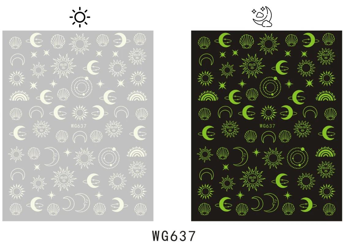 Shiny Gold Star Moon Sun Nail Stickers for Manicure Accessories Heart Feather Animals Printing Self Adhesive Nail Wrap