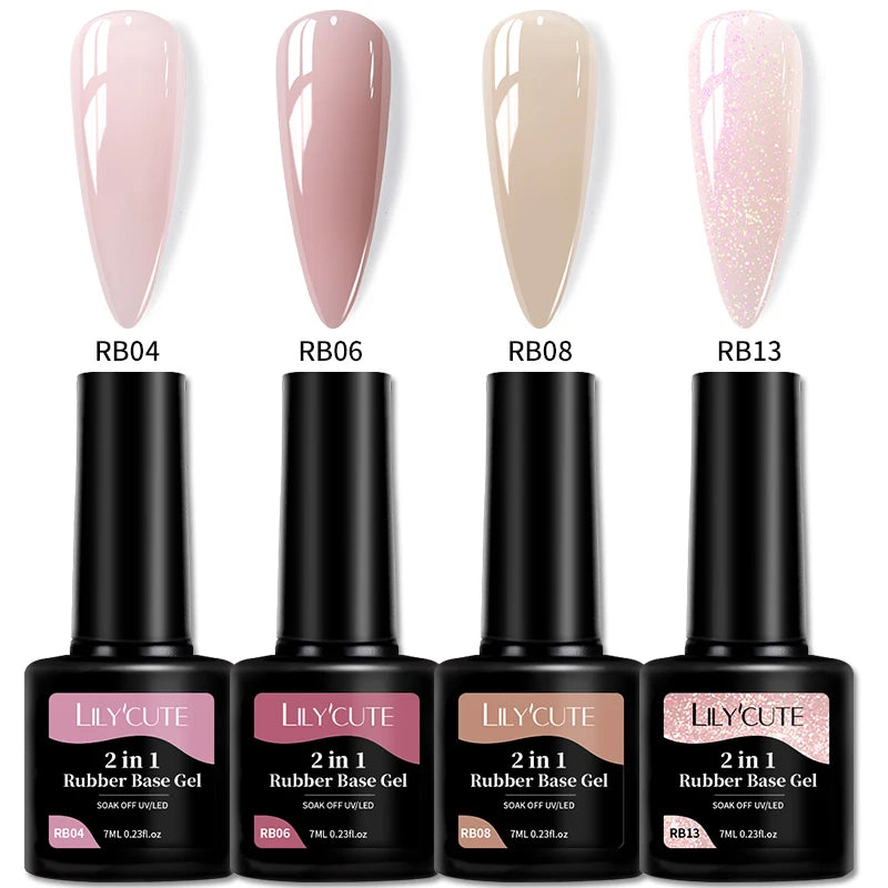 LILYCUTE 7ml Nude Jelly Rubber Base Gel Nail Polish Colorful Reinforcing Repair Thin Cracked Nails DIY Salon Manicure Color Gel