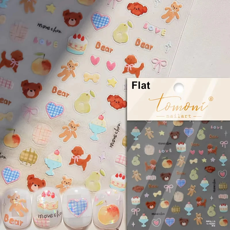 1pcs 5D Embossed Chinese Bamboo Panda Design Nail Art Kawaii Stickers Self-adhesive Transfer Nail Decorations Slider Decals DIY