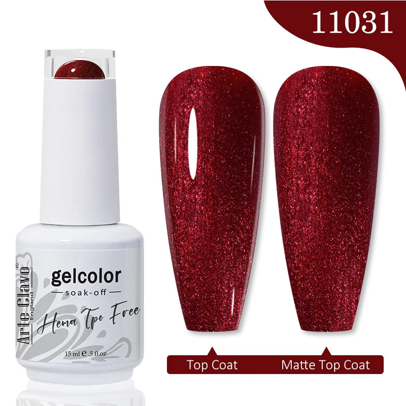 Arte Clavo 15ML Red Brown Color Gel Nail Polish Autumn Winter Nail Art Gel Nail Supplies Semi Permanent Soak Off UV Gel Varnish