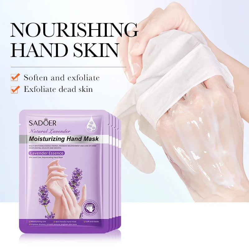 SADOER Lavender Moisturizing Hand Mask Whitening Nourishing Anti-aging Hydrating Hand Gloves for Hands Skin Care Products