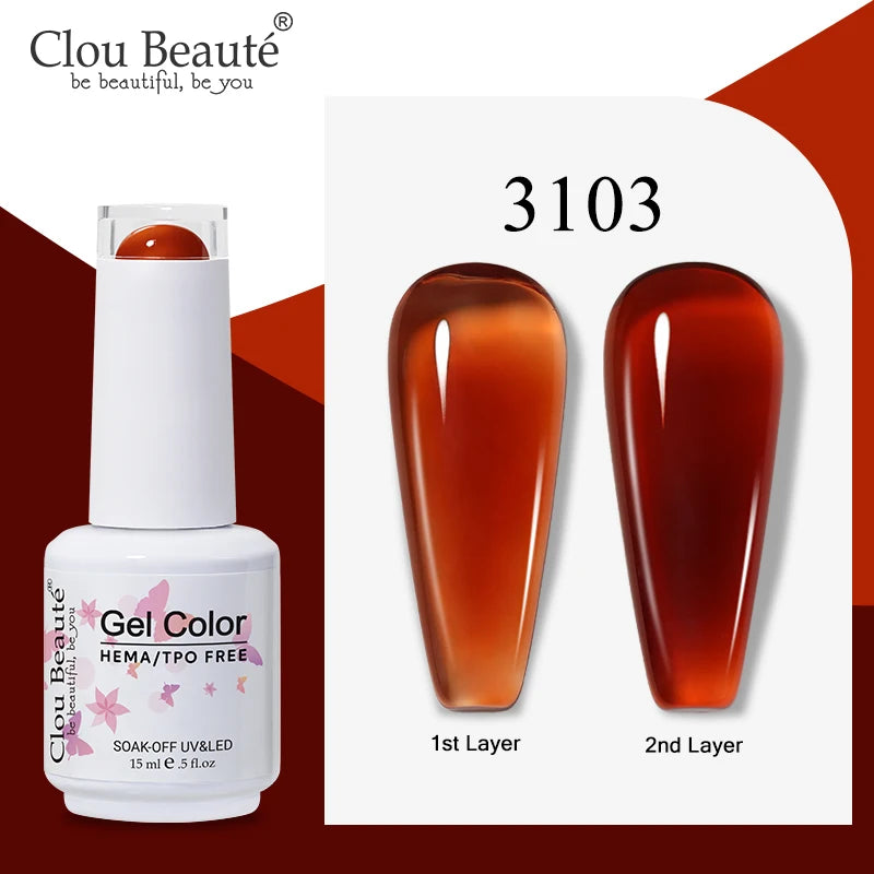 Clou Beaute Semi-transparent Jelly Color UV Gel Manicure Gel Nail Nail Supplies For Professionals Semi-permanent Varnish 15ml