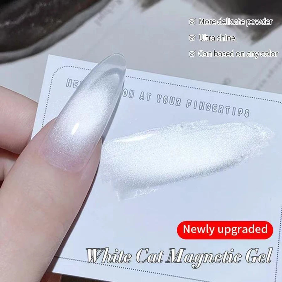 1-9pcs TC Flow Light White Cat Eye Gel Nail Polish Ultra Shine Soak Off UV Gel Mirror Glass Cat Magnet Gel Varnish Nail Supplies