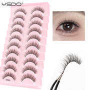 YSDO False Lashes 5/10 Pairs Half Lashes Natural Long Cat Eye Lashes 3D Mink Eyelashes Full Strip Lashes Extension Makeup Tools