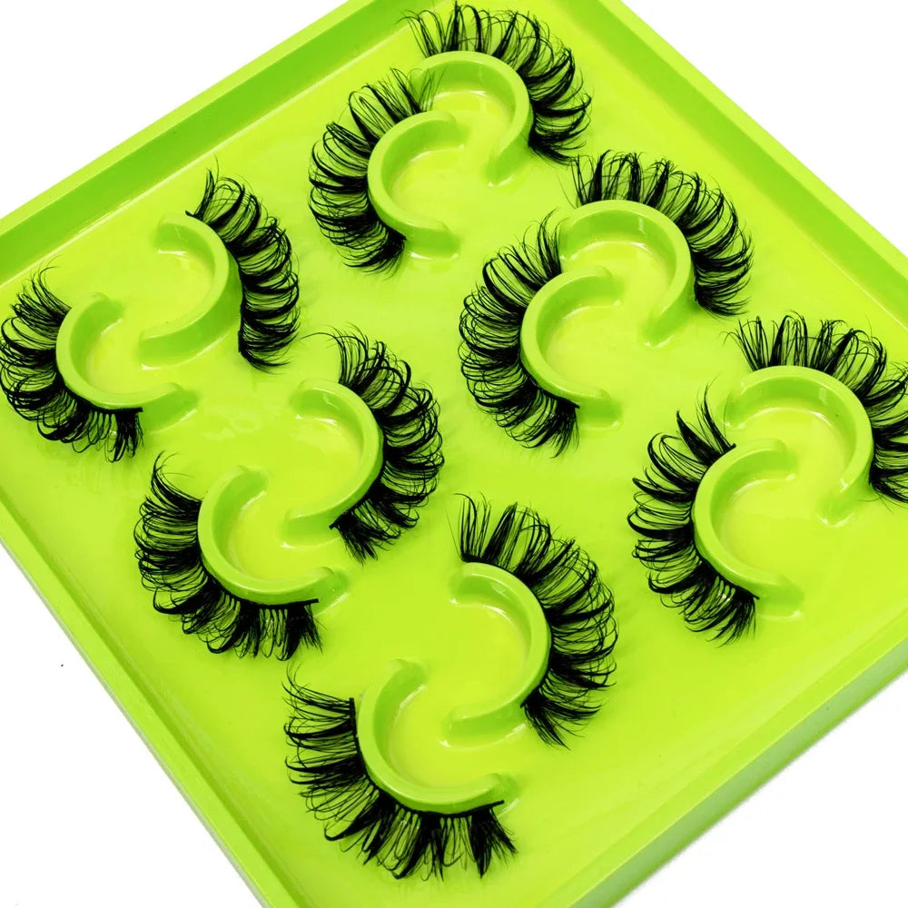 HBZGTLAD 6Pairs Female Cosplay Fake Eyelashes Korean Makeup New Style Wet Spikes 3d Eyelash Bulk Wholesale Manga Lashes