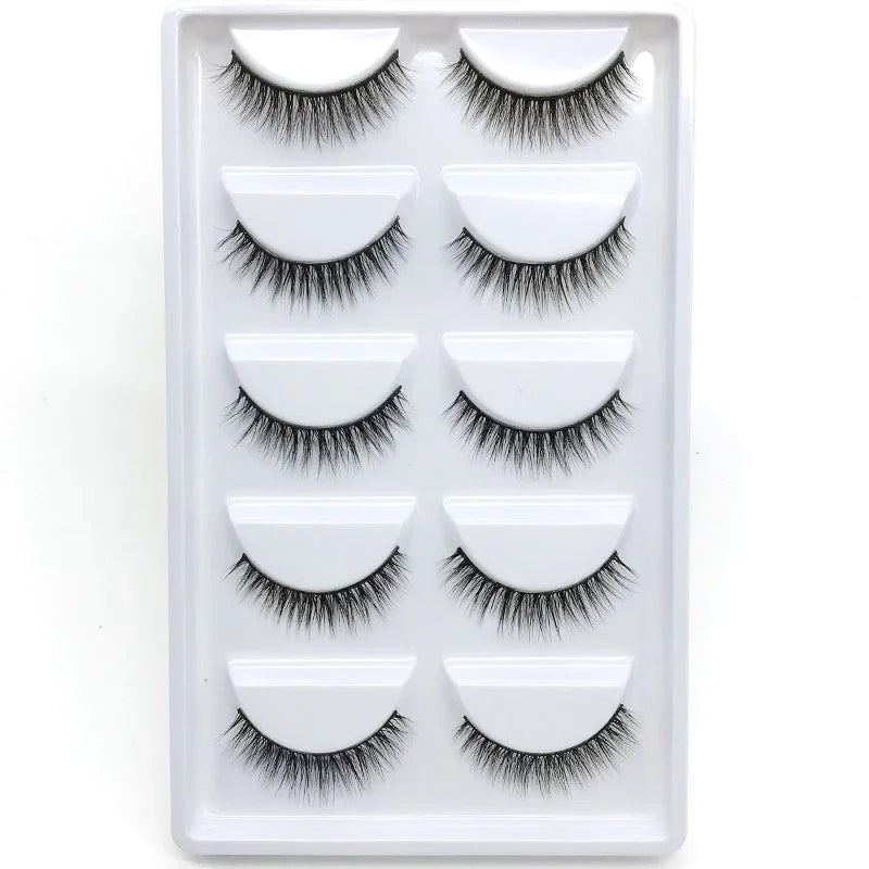 HBZGTLAD 5Pairs 3D Handmade Fake Eyelashes Natural Long Thick Daily Makeup Thick Cross Eyelashes Eye Lashes
