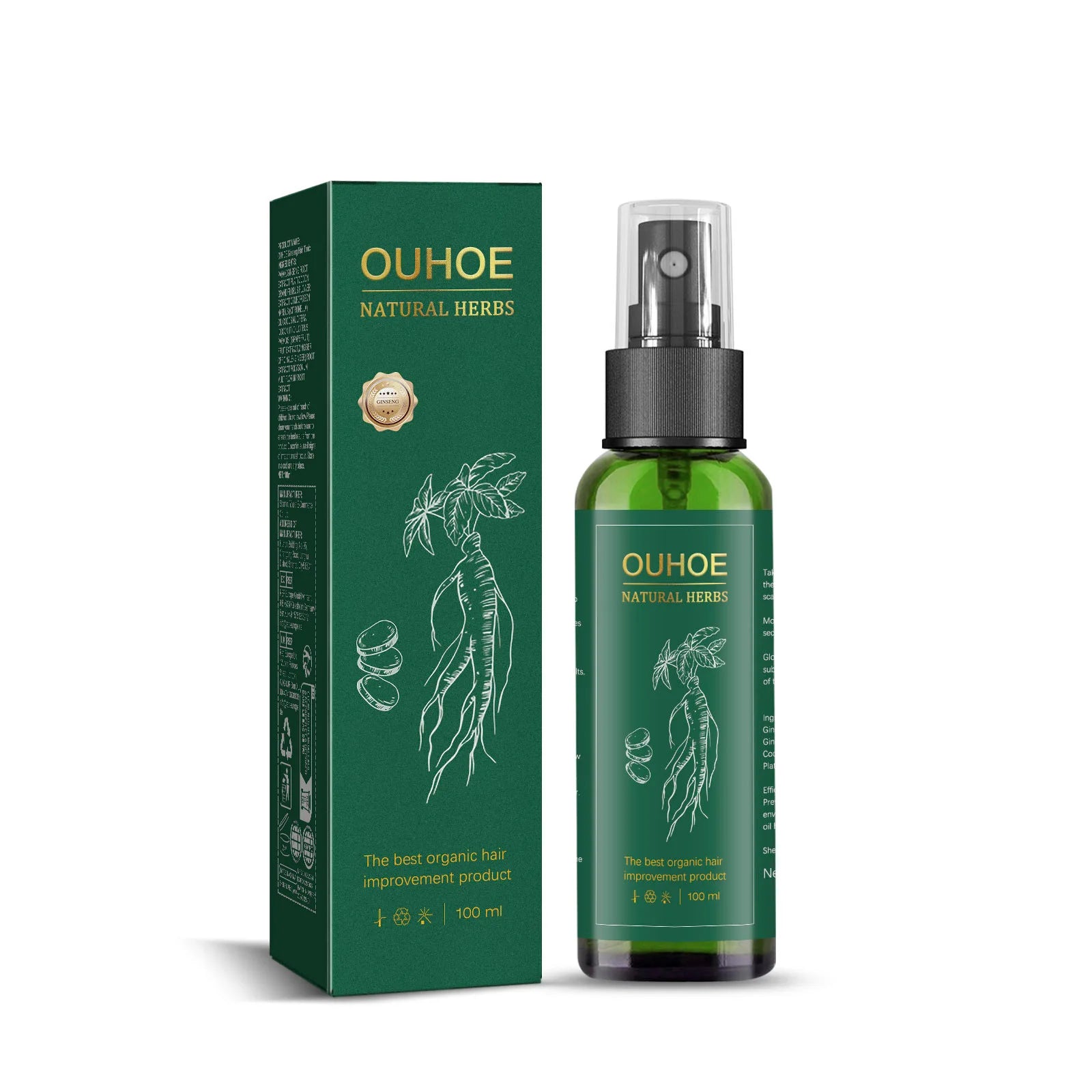 OUHOE Ginseng Hair Care Liquid Ginseng Essence Moisturizing and Softening Hair Care Spray