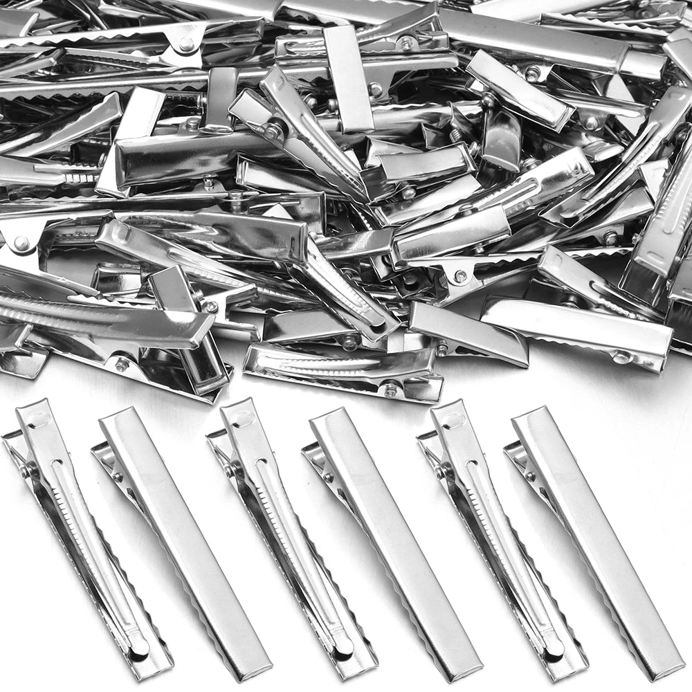20-50pcs 20/32/40/45/55/65/75/98mm Metal Flat Single Prong Alligator Hairpin Clip Base DIY Hair Clip Jewelry Making Accessories