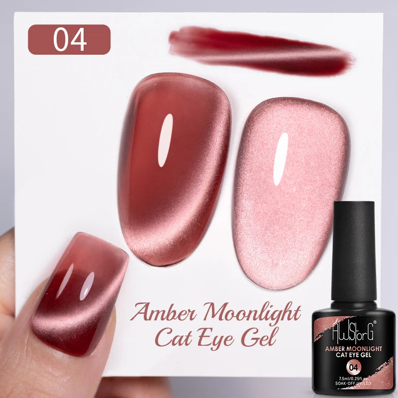 AWStorG Intense Rainbow Cat Eye Gel 5ml Holographic Laser Magnetic Nail Gel Soak Off UV LED Gel Polish Shiny Rainbow Manicur