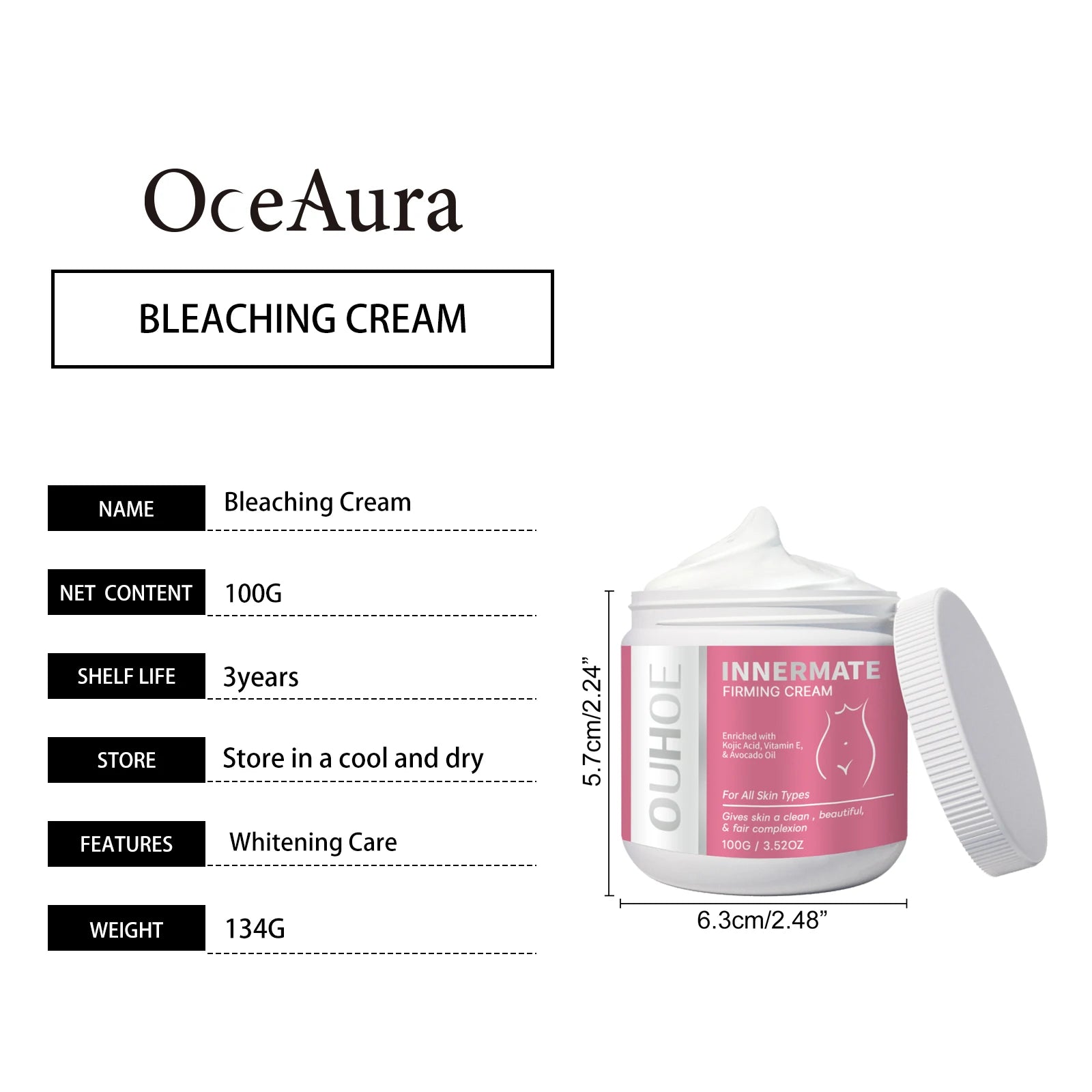 OUHOE Private Part Skin Tighten Whiten Cream Moisturizing Enhance Elasticity Brightening Skin Relieve Redness Lighten Dark Spots