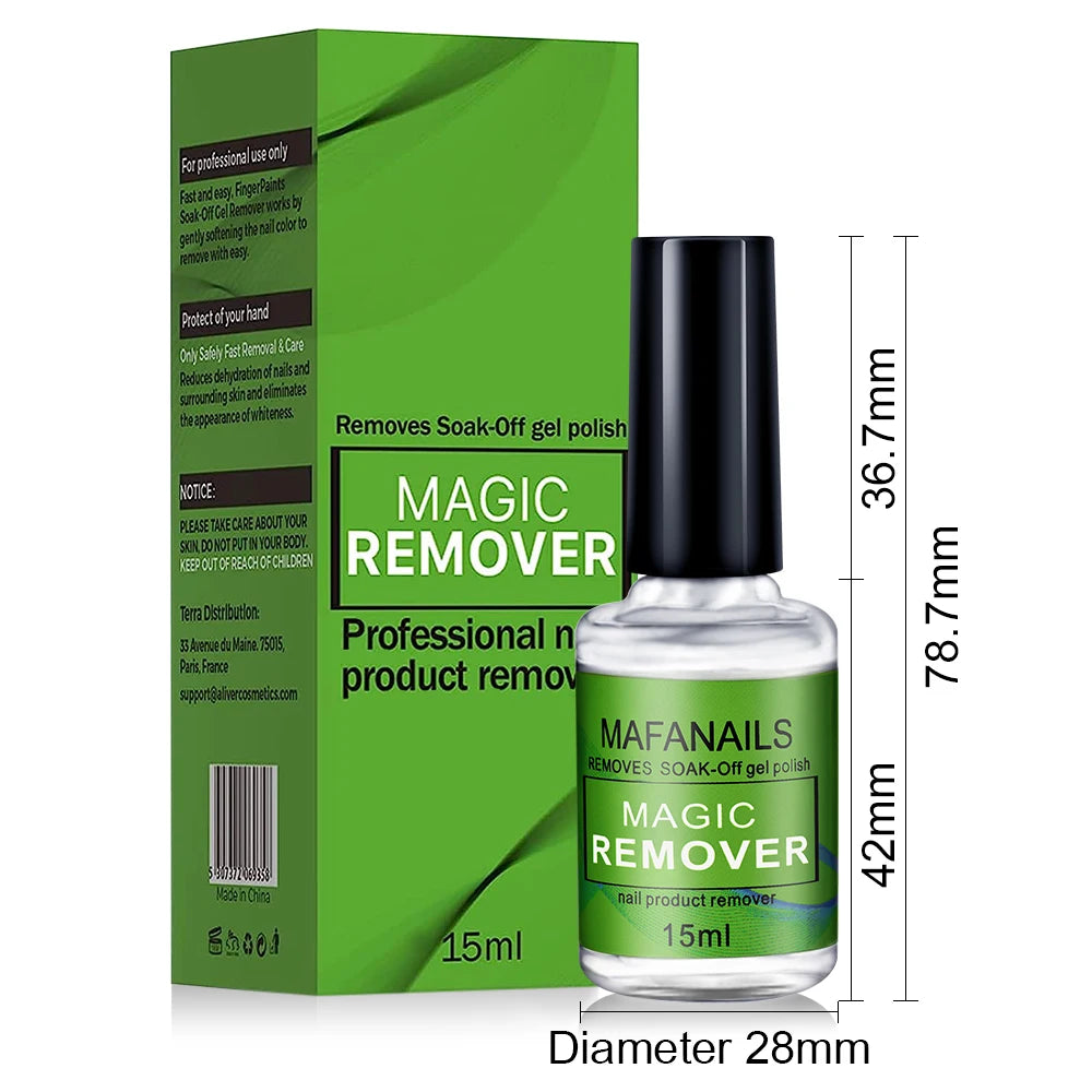 15ml/bottle Professional Non-Irritating Nail Gel Remover Polish Soak-Off 3 Minutes Quickly & Easily Removes Gel Polish 0.5fl.Oz