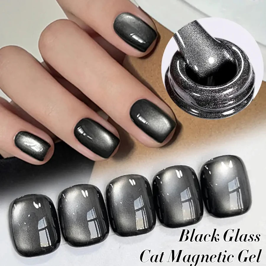 1-9pcs TC Flow Light White Cat Eye Gel Nail Polish Ultra Shine Soak Off UV Gel Mirror Glass Cat Magnet Gel Varnish Nail Supplies