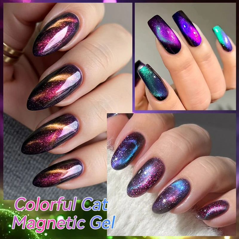 LILYCUTE 7ml Colorful Cat Magnetic Nail Gel Polish Chameleon 9D Glitter Soak Off UV LED Eye Gel Nail Art Varnish