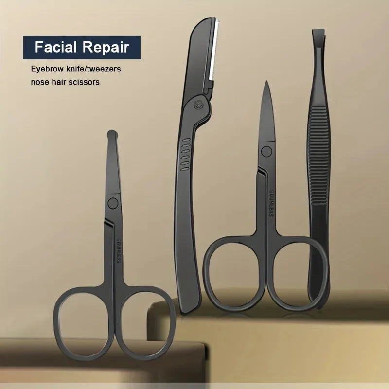 8/12/15/20/24 pcs Manicure Cutters Nail Clipper Set Household Stainless Steel Ear Spoon Pedicure Scissors Tool For Beauty
