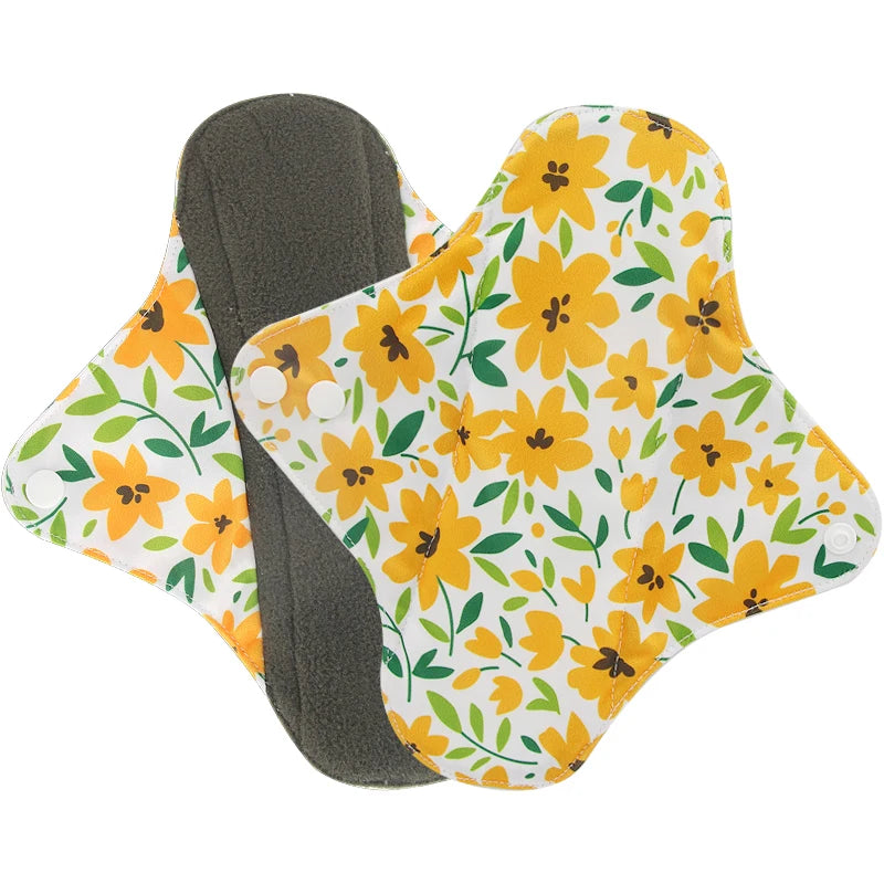 Sanitary Pads Organic Bamboo Charcoal Washable Menstrual Panty Liner Leakproof Cloth Towel Reusable Period Feminine Hygiene Pads