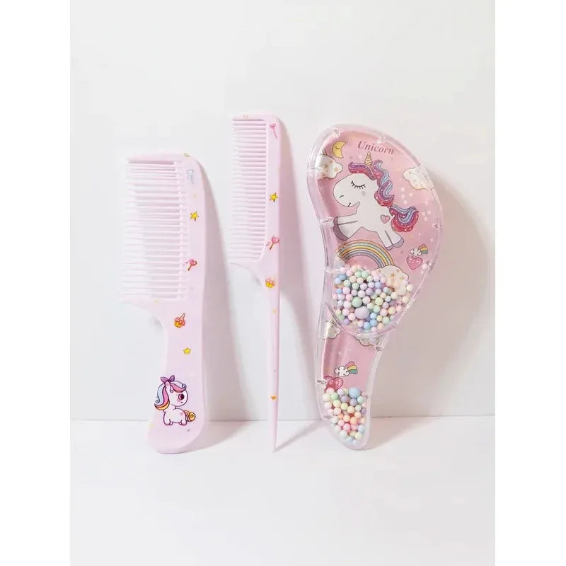 3pcs cartoon Comb Set, Wet and Dry Dual-Use, Hair Styling, Suitable for Any Hair Texture, Gift Set, Special for Real Hair Wigs