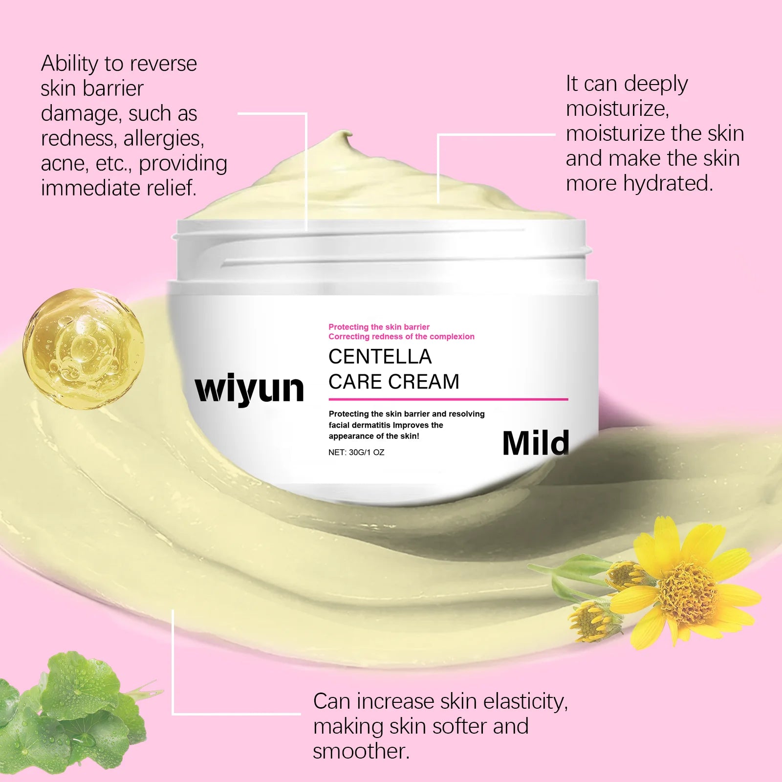 Centella Asiatica Soothing Cream Hydrating Face Moisturizer Calming Sensitive Skin Nourishing Redness Repair Acne Removal Cream