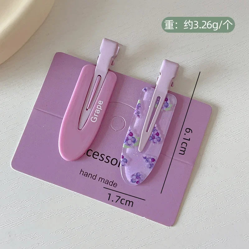 2/4pcs Candy Color Fruit Hair Bang Clip Summer Hairpin No Crease Acrylic Barrette Hair Side Clamp For Girl Hair Accessories