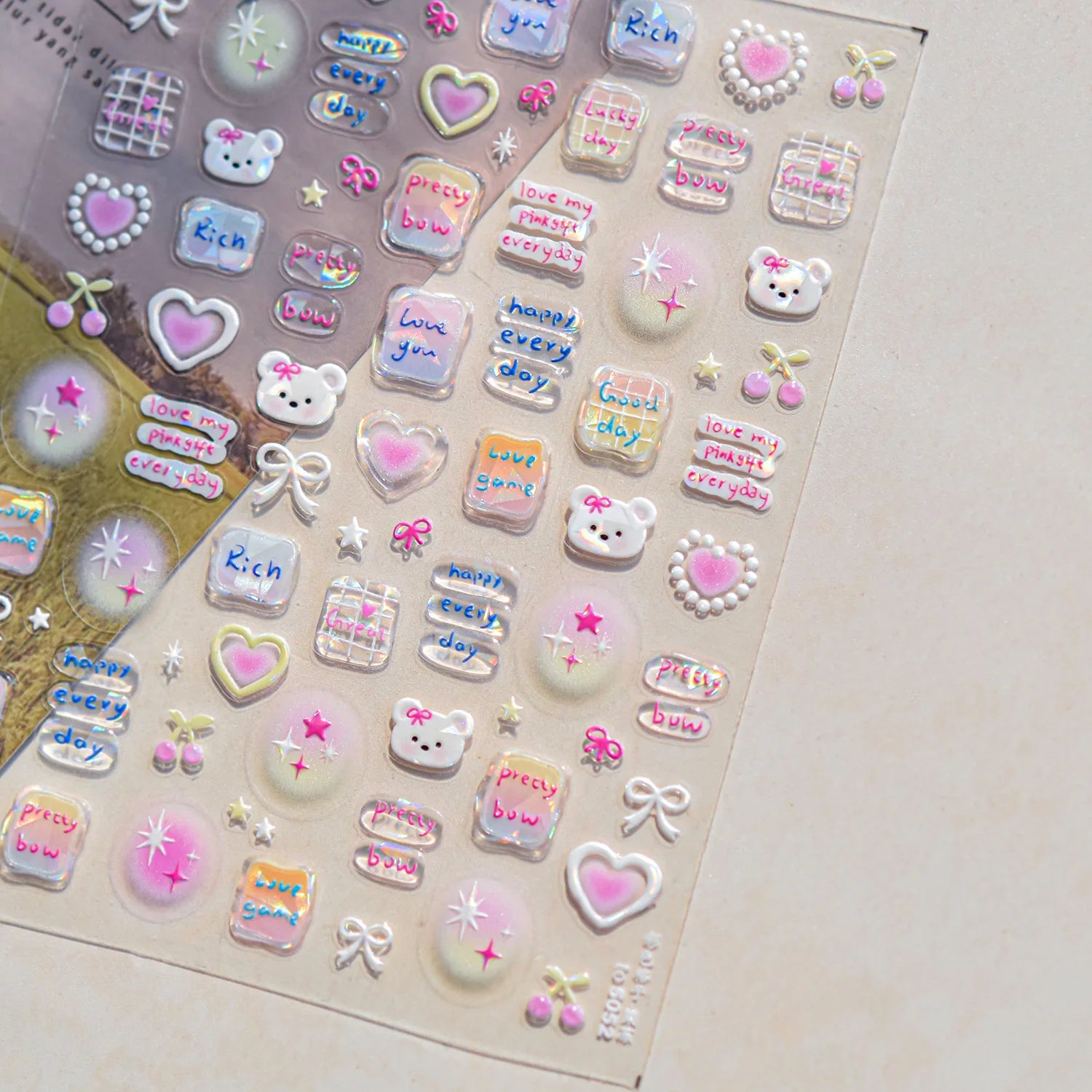 Colorful Balloon Cute Puppy Flower Cherry Bowknot Love Happy Dog Animal Self Adhesive Nail Art Sticker Decoration Manicure Decal