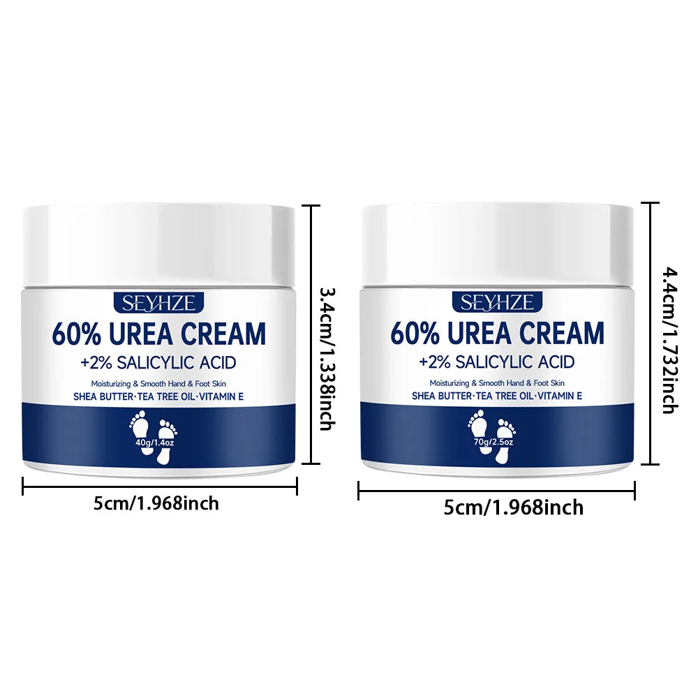 SEYHZE 60% Urea Foot Cream with 2% Salicylic Acid, moisturizing cream suitable for cracked heels and dry hands, soft light beige