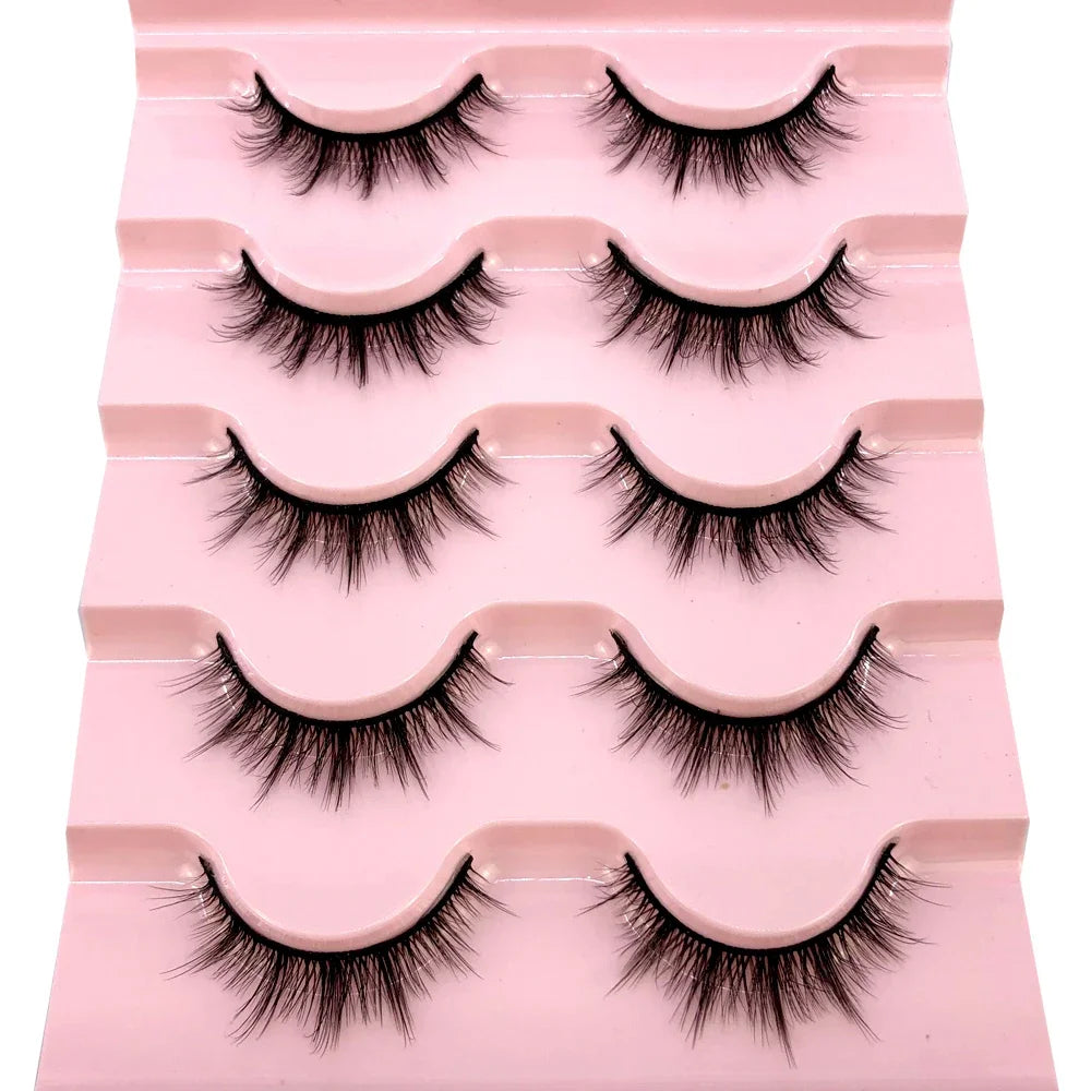 New 5 pairs of handmade mink eyelashes fake eyelashes natural nude makeup simulated cross messy eyes 3D curly eyelashes