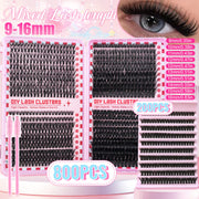 200/800 Pcs False Eyelash Book Set 30D-100D Reusable 9-16mm D Curly Mixed Lengths False Eyelashes Festival Gift for Friend