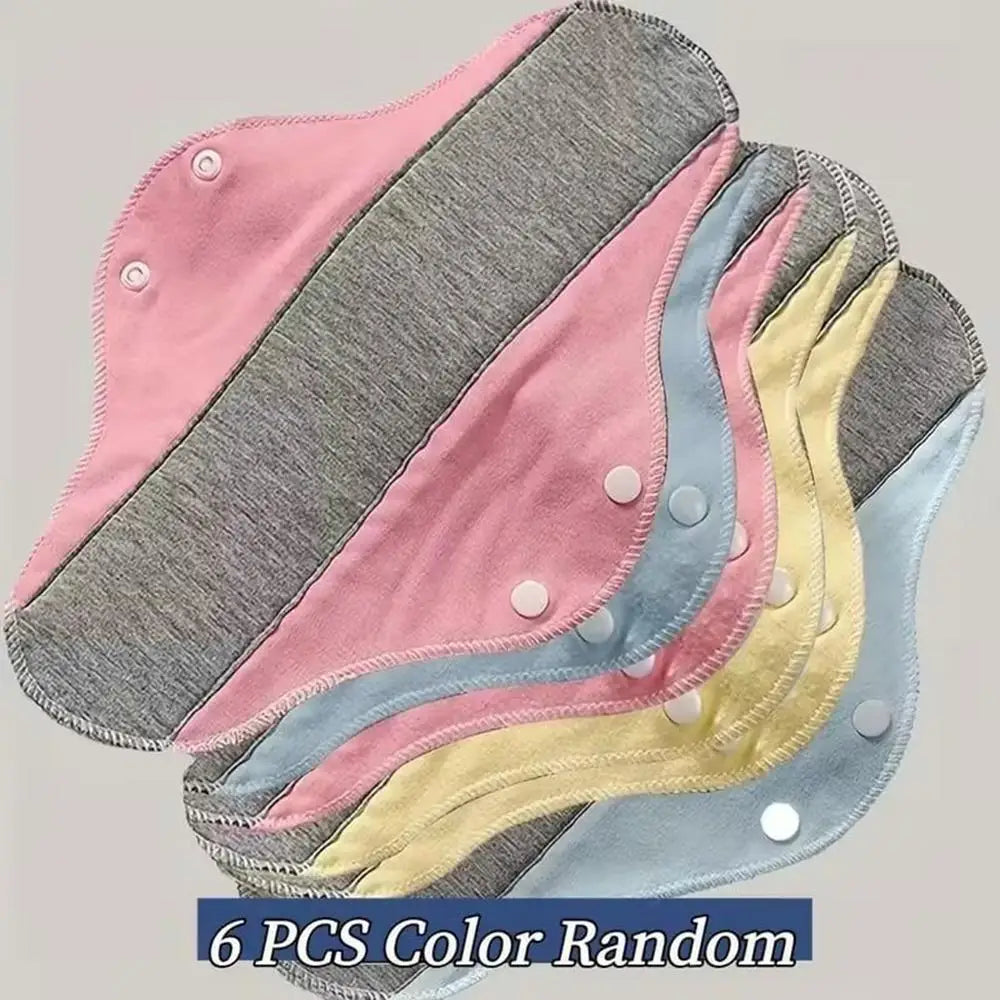 6Pcs Cotton Reusable Menstrual Pads Colored Cotton Washable Sanitary Napkin Menstrual Cloth Nursing Pads Sanitary Pads